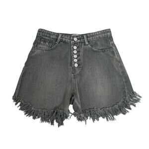 Misslook Women's S Exposed Button Fly Cutoff Jean Shorts